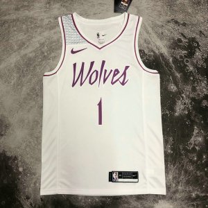 NBA 1 Edwards Timberwolves 18-19 Earned Maillot blanc imprimé